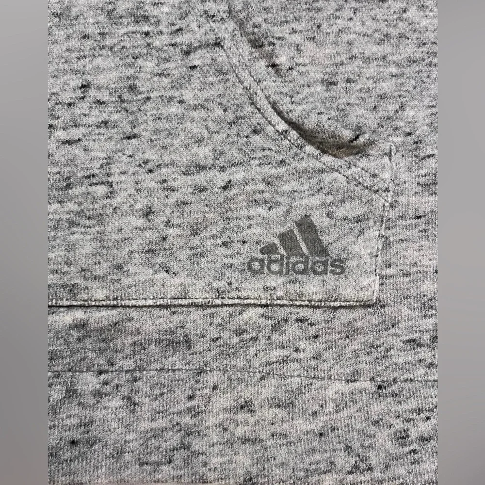 Adidas Women’s Heathered Gray Hoodie Stripes Underneath Sleeves Size Medium